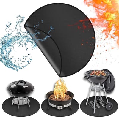 Vuurbestendige Onderlegger - Beschermmat - Terras Beschermen - Hittebestendig Glasvezel - 50 cm Rond - Zwart
