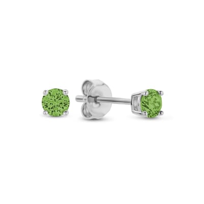 New Bling 9NB-1150 Zilveren Oorknopjes met Zirkonia Steentje 3mm - Groen - Rhodium - Zilver