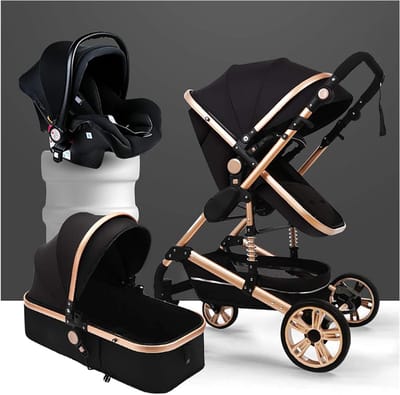 Opvouwbare Kinderwagen - Luxe Babybuggy - Comfortabel Reizen - Lichtgewicht Aluminium Frame - 64x45x75cm - Zwart