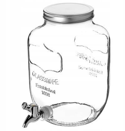 KADAX Drankdispenser van glas, 4 l, waterdispenser met tapkraan en deksel, sapdispenser, limonadedispenser, glazen kan, tapkraan, drinkdispenser voor koude dranken, dispenser