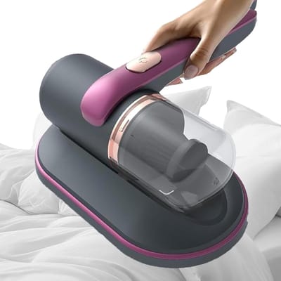 Draagbare Matrasstofzuiger - Handstofzuiger Meubels - Matras Reinigen - 68W Krachtig Zuigen - 26.9L x 25.2B x 14.3H cm - Paars
