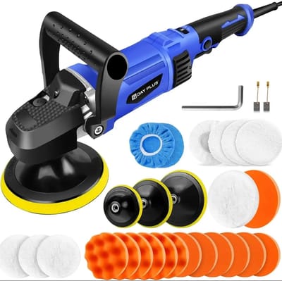 Elektrische Polijstmachine 1400W - Dual Action - 6 Snelheden 800-3500 RPM - 125/150/180mm Schijven - Auto Buffer & Waxer - Incl. Pads, Wol, Spons, Handgreep & Accessoires