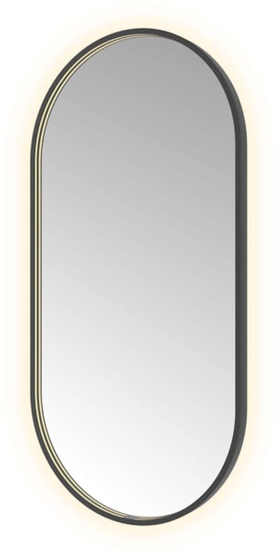 Hotbath &More OVA612 Oval spiegel 60x120cm met verlichting, spiegelverwarming, kleurwissel, dimbaar en afstandsbediening geborsteld zwart PVD