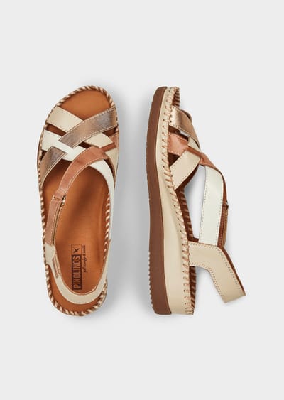 Sandalen met verstelbare klittenband - bruin / gebroken wit - Gr. 40 van Goldner Fashion