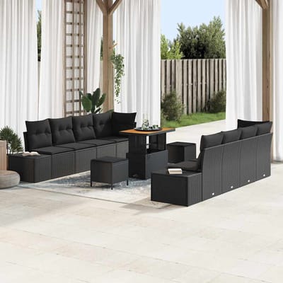 vidaXL Tuinbank Set met kussen Zwart 90 x 55 x 71 cm Poly rattan