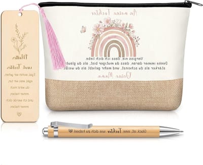 Cadeaus voor Dochter: 3 Stuks Verjaardagscadeau met Cosmetische Tas, Balpen en Boekenlegger voor 18e Verjaardag en Afstuderen