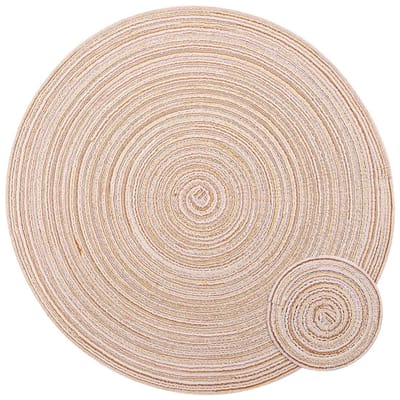 MTTproducts- Placemats set van 8 - Ronde placemats - Hittebestendig - Wasbare tafelmatten - Katoenen onderzetters - 38 cm diameter - Tafelmat
