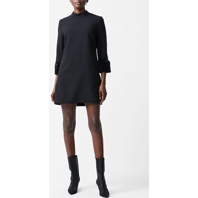 French Connection Lux Daux Fur 3/4 Cuff Dress S Black Size: 6 | Mini Dresses Outlet | Dames | Zwart