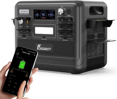 FOSSiBOT F2400 draagbare energiecentrale, 2048Wh/640000mAh LiFePO4 batterij, 2400W (4600W piek) zonnegenerator,Slimme app Energiebeheer,3xAC RV auto USB Type-C QC3.0 PD DC5521 zuivere sinusgolf volledige verkooppunten, 1,5 uur snel opladen - Zwart