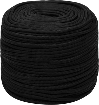 Tidyard Outdoortouw, veiligheidstouw, klimtouw, werktouw, stabiel multifunctioneel touw, boottouw, voor bootsport, camping, zeilen, vissen, vissen, zwart, 10 mm, 50 m, polyester