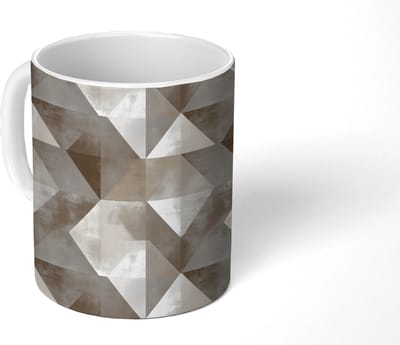 Mok - Koffiemok - Geometrisch - Motief - Aardetinten - Mokken - 350 ML - Beker - Koffiemokken - Theemok