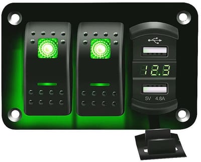 Dailygoods - Marine Boot Auto RV Truck Dual USB Socket - Duurzaam Bedieningspaneel - Zwart - Dual USB - Geschikt voor 12V/24V voertuigen - Compact for...