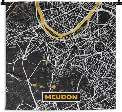 Wandkleed - Wanddoek - Kaart – Stadskaart – Meudon - Plattegrond – Frankrijk - 180x180 cm - Wandtapijt