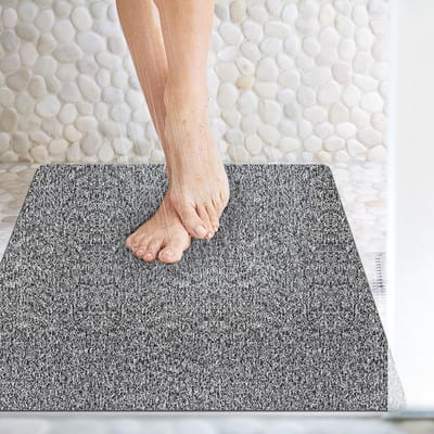 Famanu - Douchemat, antislip, 80 x 80 cm, schimmelwerend, zacht comfort, veilige badmat met afvoergaten, voor badkuip en natte ruimtes