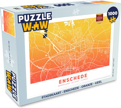 Puzzel Stadskaart - Enschede - Oranje - Geel - Legpuzzel - Puzzel 1000 stukjes volwassenen - Plattegrond