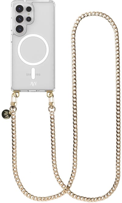 AVY Hoesje geschikt voor Samsung Galaxy S25 Ultra | Compatibel met MagSafe | Clear Case met Telefoonkoord 120CM | Crossbody Aurum Lien Long