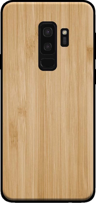 Smartphonica Telefoonhoesje voor Samsung Galaxy S9 Plus met houten look - backcover bamboo kunsthout hoesje - Bruin geschikt voor Samsung Galaxy S9 Plus
