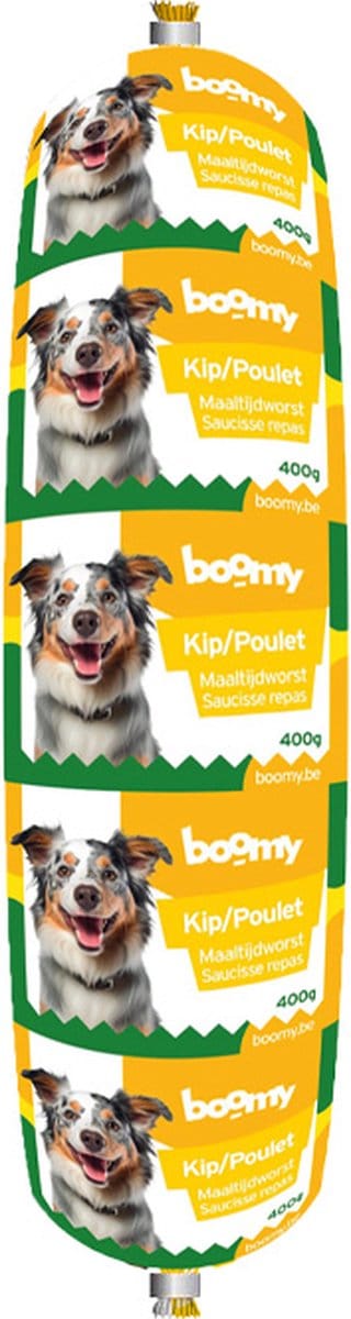 Boomy - Hondenvoer - Maaltijdworst hond - Hondenworst - Vers vlees hond - Kip - 4 x 400g