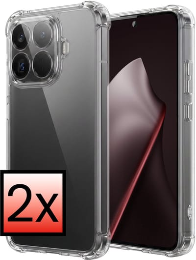 Hoesje - 2 Stuks - Geschikt voor Xiaomi 15T Pro - Sterk & Shockproof - Siliconen Case - Back Cover - Telefoon Hoes Shock Proof - Transparant