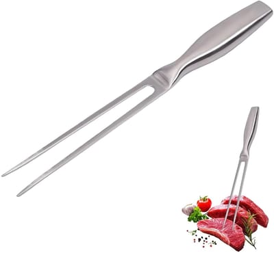 Dailygoods - Vleesvork roestvrij staal, 27 cm, professionele vleesvork, groot voor steaks, braden, gebraden kip en groenten, grillvorken met lange handgreep, roestvrij en gemakkelijk te reinigen