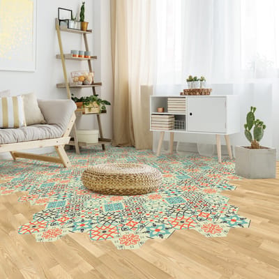 Antislip vloerstickers met beschermlaag - TOMETTES SOL LIEVA - 60x135cm - 10 zeshoekige stickers 30x26cm