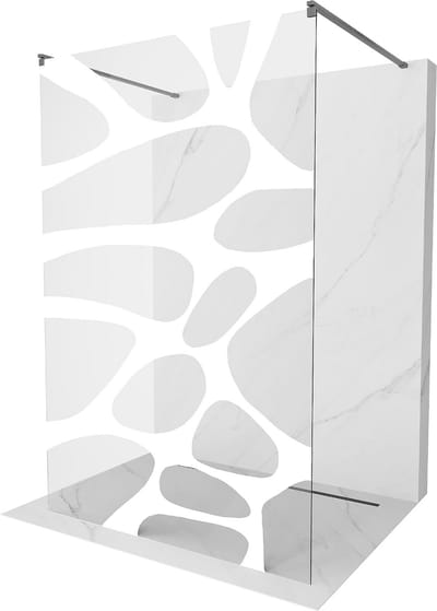Mexen Kioto vrijstaande douchewand 100 x 200 , witte golf 8 mm, gepolijst beige grijs - 800-100-002-66-97