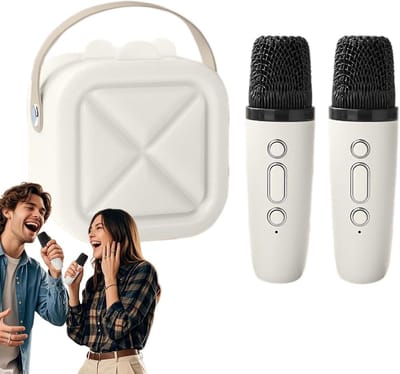 Karaoke Machine - Zing Installatie - Muziekfeest Kinderen - Met Twee Microfoons - 10.8 cm - Wit