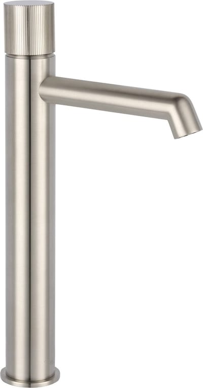 Ben Engraved Line Wastafelkraan - 22 cm Hoog - Geborsteld Nikkel