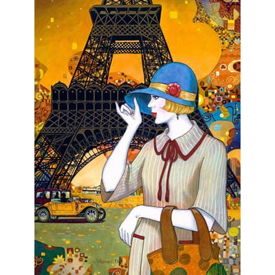 5D DIY Diamant Broderie Tour Eiffel Femme Diamant Peinture Point De Croix Plein Rond Strass 20X30CM black