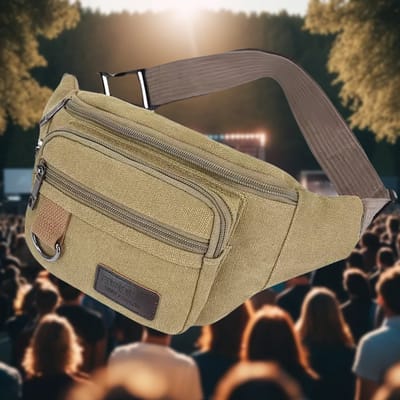 LaGloss® Heuptasje Khaki Unisex - Festival - Stijlvol en Functioneel Heuptasje - 29x7x13cm - Canvas