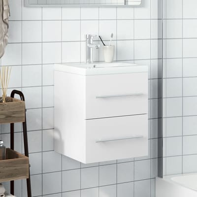 vidaXL - Wastafelkast - met - ingebouwde - wasbak - wit