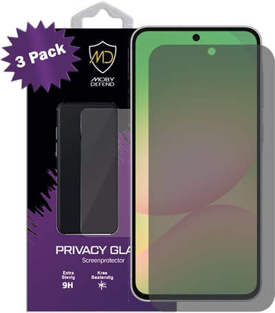 3-Pack MobyDefend Screenprotectors - Geschikt voor Samsung Galaxy A36 / Galaxy A56 - HD Privacy Glass Screensavers