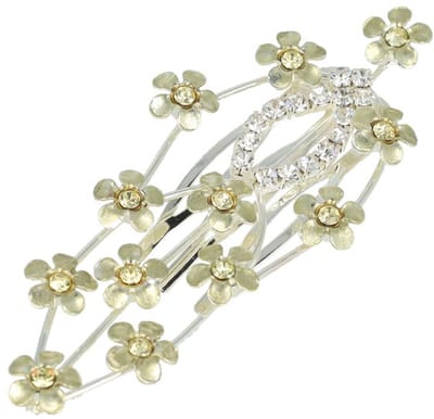 Haarsoires Haarspeld Sierkam Opsteekkam 2cm - Bloemetjes & Strass Steentjes - Metaal - Zilver Goud - Haarversierkam - Haar Versiering