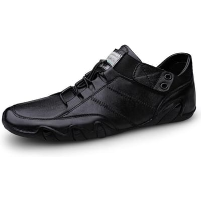 Nieuwe Lente Ademende Rijschoenen Heren Mode Schoenen Heren Casual Leren Schoenen Leren Witte Schoenen 44 black