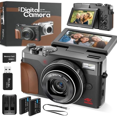 NBD K100 - Digitale Camera - 4K &amp; 56MP - Vlogcamera voor YouTube, Draagbare Compacte Kleine Camera met 2 Batterijen - Ideaal voor beginners
