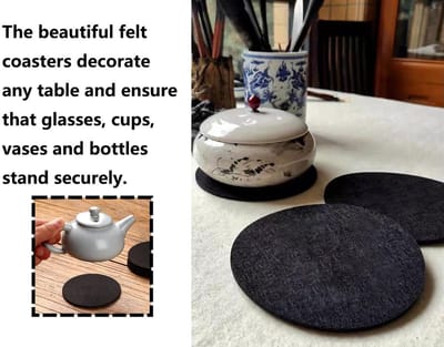 Dailygoods- Onderzetters Set van 16 - Ronde Onderzetters - Herbruikbare Onderzetters - Zwarte Onderzetters - 10 cm Diameter - Duurzame Bescherming - Onderzetter
