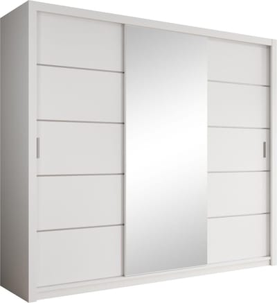 Meubella - Kledingkast Blake - Wit - 250 cm - Met spiegel