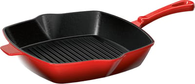 Ernesto Gietijzeren grill- en koekenpan - Wees de topchef met deze geëmailleerde grill- en koekenpan - Temperatuurbestendig: tot 240 °C - Ideaal voor het grillen of bakken van vis, vlees en groenten - Bodemdikte: 4 mm