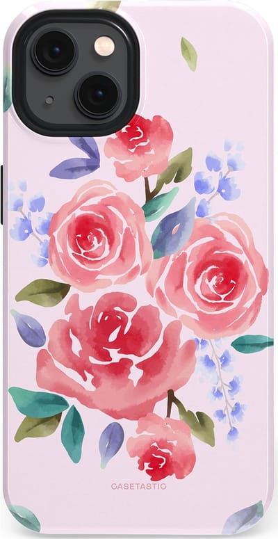 Casetastic hoesje geschikt voor Apple iPhone 13 - MagSafe - Dubbellaagse bescherming - Aquarel pracht - Fashion Case - Lichtroze Lavendel