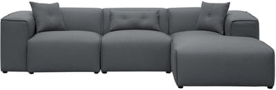 DOLVA - Hoekbank - Donkergrijs - Linkerzijde - 294 cm - Polyester