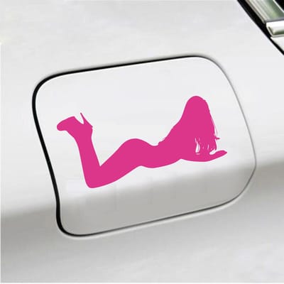 Bumpersticker - Liggende Dame - 8 X 17 - Roze