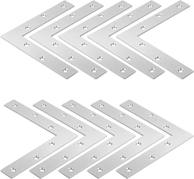 10 Stuks L-vormige Hoekbeugels van RVS, 150x150mm, Ideaal voor Boekenplanken, Kasten en Buitenprojecten