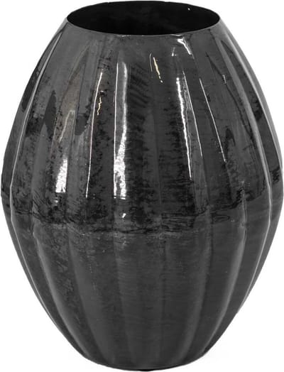 HomeBound by KY | Metalen vaas blauw | 10,5x20,5x25cm | bloemenvaas metaal blauw