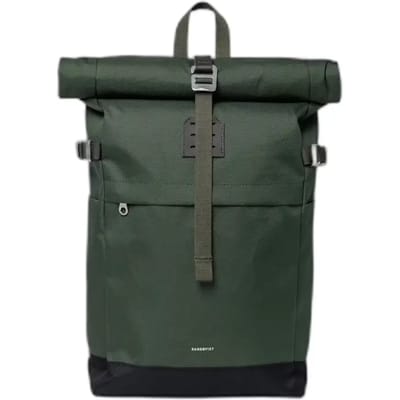Sandqvist Icon Rolltop - Rugzak M 14 60 cm (dawn green met donkerbruin leer)