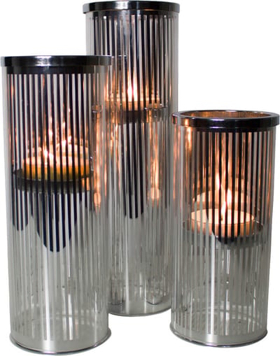Windlicht cilinder zilver streep small