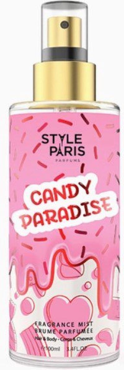 Franse dames Lichaam en Haar spray CANDY PARADISE - Aardbei - violet - vanille - musk 100ml