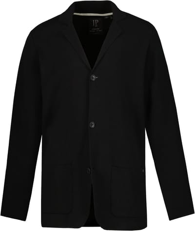JP 1880 - Heren - Gebreid jasje FLEXNAMIC® Milano-breigoed reverskraag - Zwart - Maat L