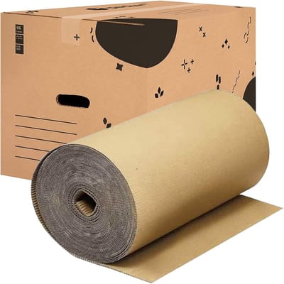 Verhuisdozen met handgrepen, 60 x 40 x 40 cm, set van 10 + golfkartonrol, 90 cm x 25 m