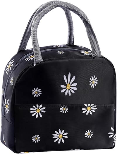Lunchtas - Geïsoleerde lunchbox - Voor reizen - Waterdicht - Opvouwbare lunchtas - Geschikt voor unisex - Zwart - Herbruikbare lunch koelere tas - Leuke cartoon - Picknick school