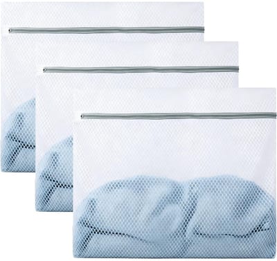 3 stuks waszakken voor wasmachine, 60 x 60 cm, wasnetten, waszakken met honingraatstructuur voor fijne was met ritssluiting, grote waszakken van netstof, voor kousen, jassen, mantels, dekens